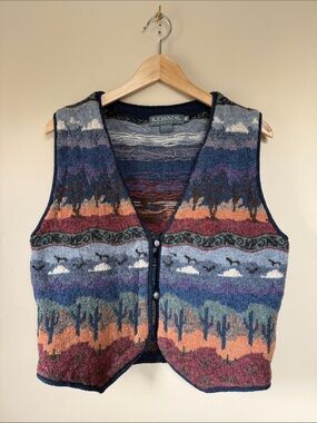 Icelandic Design Wool Landscape Vest - Medium